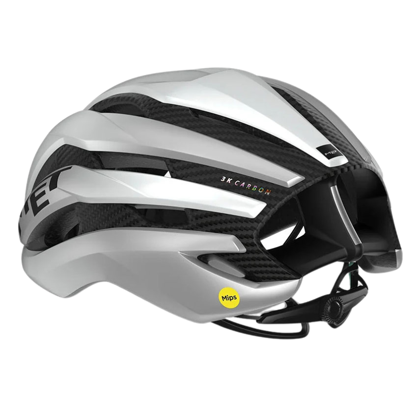 MET TRENTA 3K CARBON MIPS WHITE SILVER METTALIC |MATT