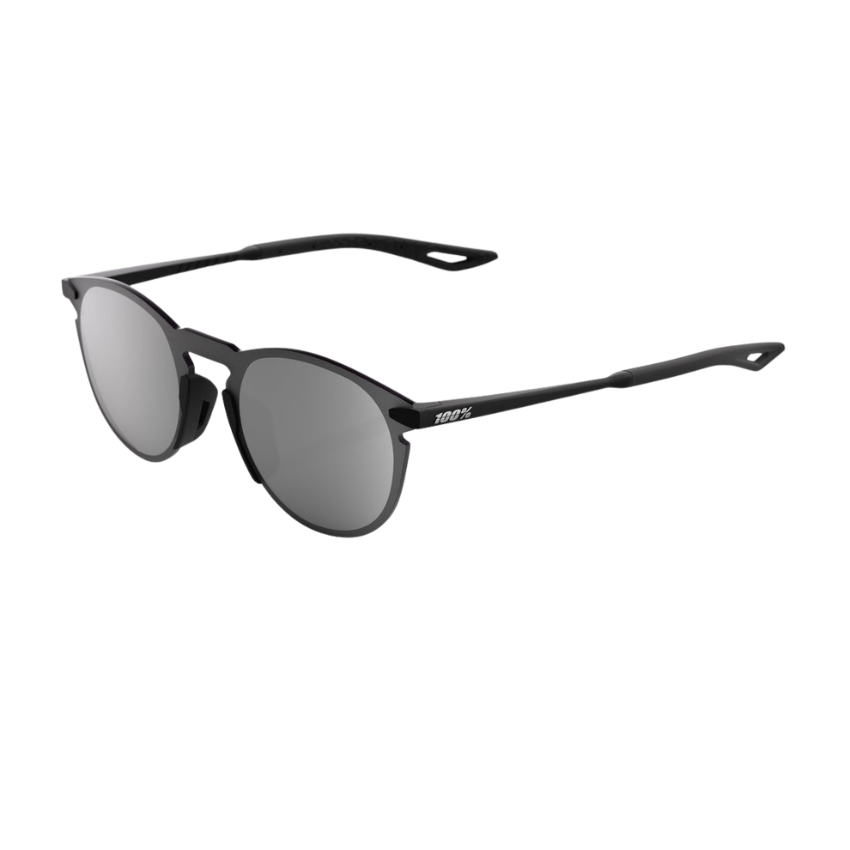 100% Legere Round active lifestyle and performance sunglasses in Matte Black showing their classic circular frame geometry and reflective Silver Mirror lens - Epic Sports Kenya