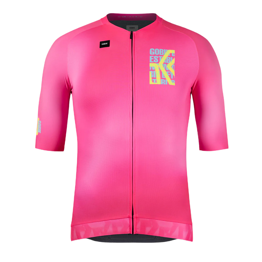 Gobik CX Pro 4.0 unisex short sleeve cycling jersey in Drip colorway showing its multi-fabric aero front panel raw cut seamless sleeves and GRS triple rear cargo pockets - Epic Sports Kenya