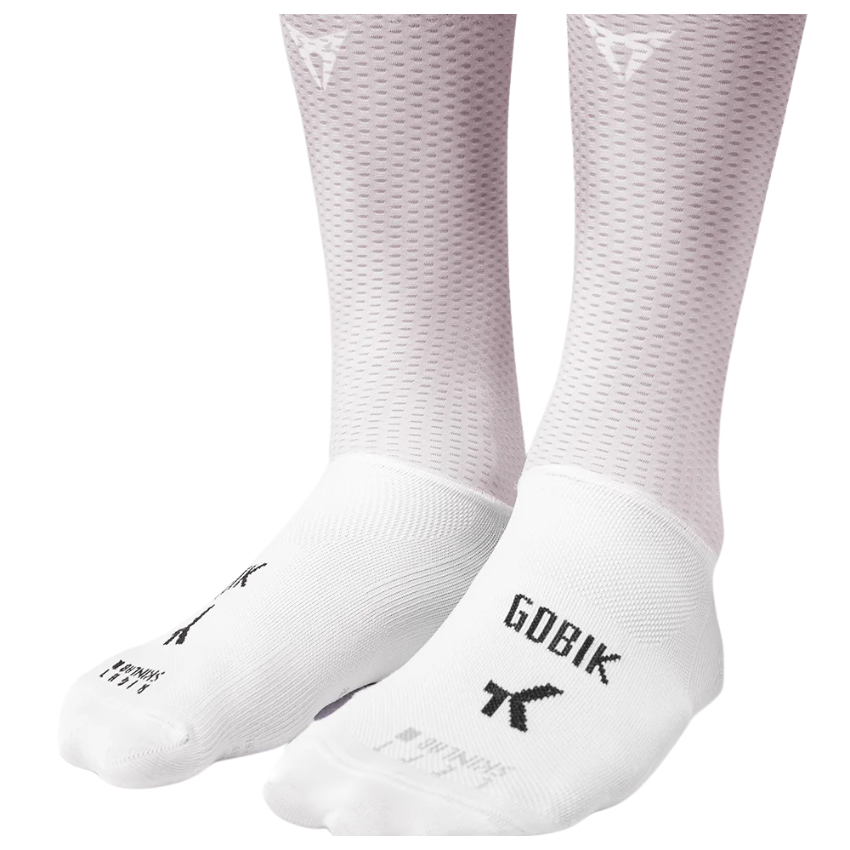 Gobik Vortex Dusk 2.0 pro length cycling socks in Dusk colorway showing their high wicking Cupra yarn blend ergonomic compression arch band and reinforced heel and toe structure - Epic Sports Kenya
