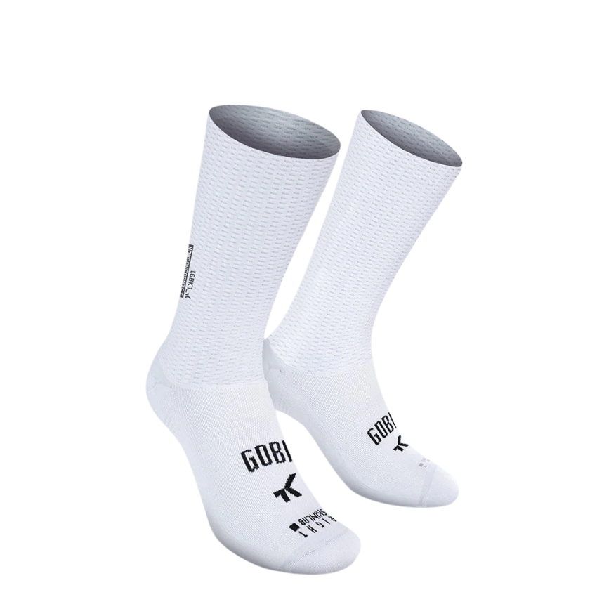 Gobik Vortex 2.0 unisex aerodynamic cycling socks in Salt off white perforated wind tunnel tested WorldTour racing fabric - Epic Sports Kenya