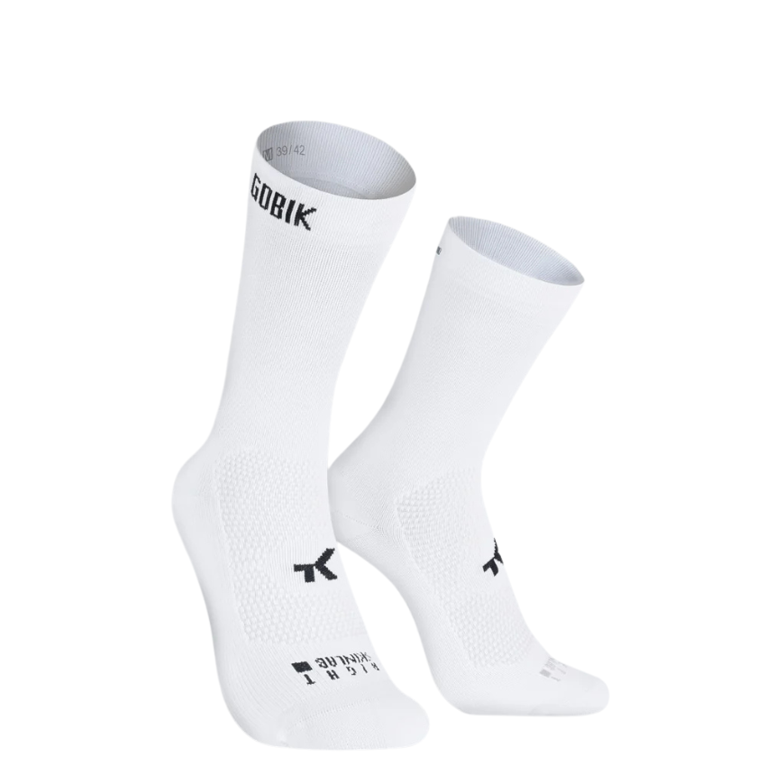 Gobik Icon unisex performance cycling socks in Salt textured off white colorway extended pro peloton cuff breathable mesh instep - Epic Sports Kenya