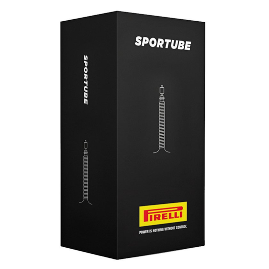 Pirelli Sportube 29 inch mountain bike inner tube displaying its premium black and yellow packaging high density butyl rubber construction and 48mm Presta valve stem - Epic Sports Kenya