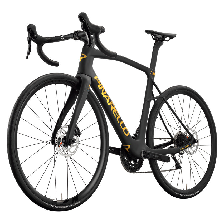 Pinarello New X1 Shimano 105 Carbon Endurance Road Bike – RACING BLACK – MOST Fast 27 DB Alu X – front three quarter