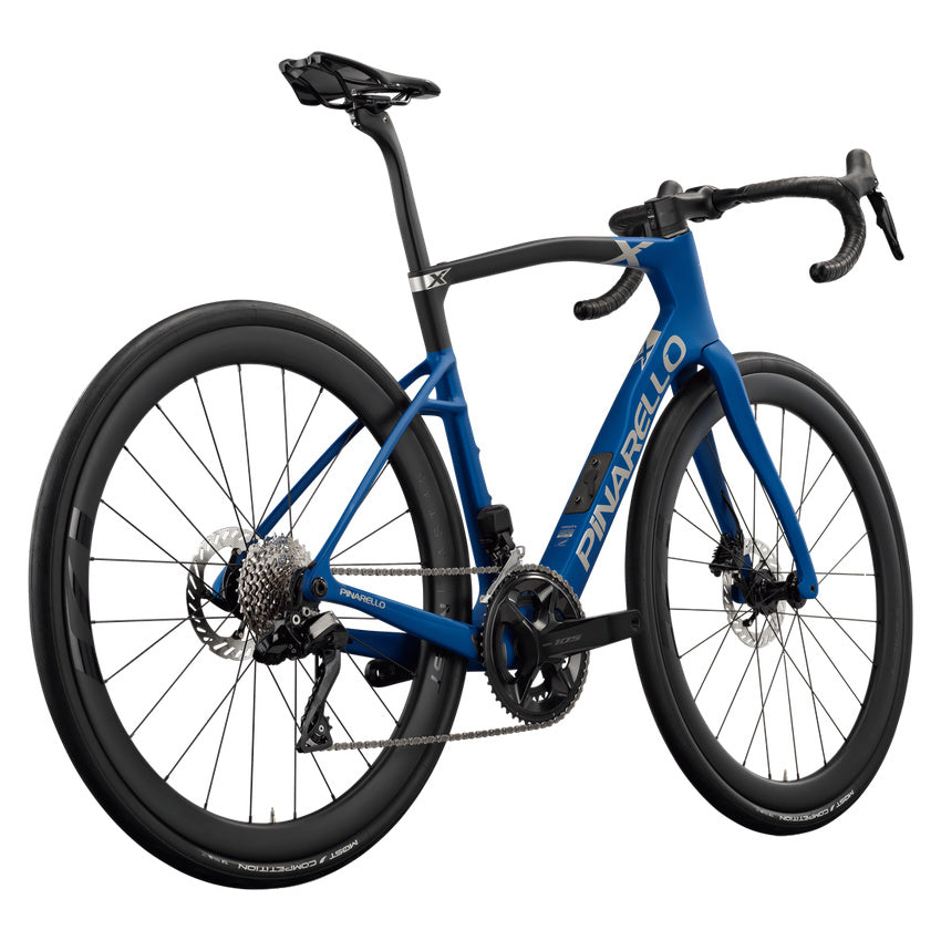 Pinarello New X5 Shimano 105 Di2 Carbon Endurance Road Bike – IRON BLUE – MOST Fast 45 Carbon X – rear three quarter